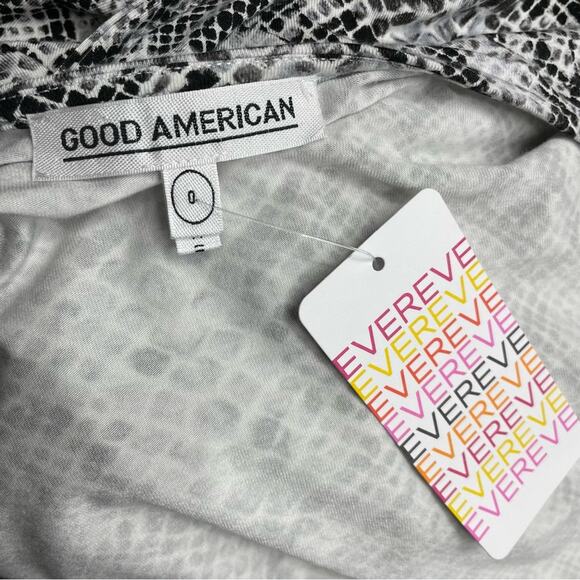 Good American White Black Gray Python Snake Jersey Knit Wrap Midi Dress 0 XS new - Picture 13 of 15